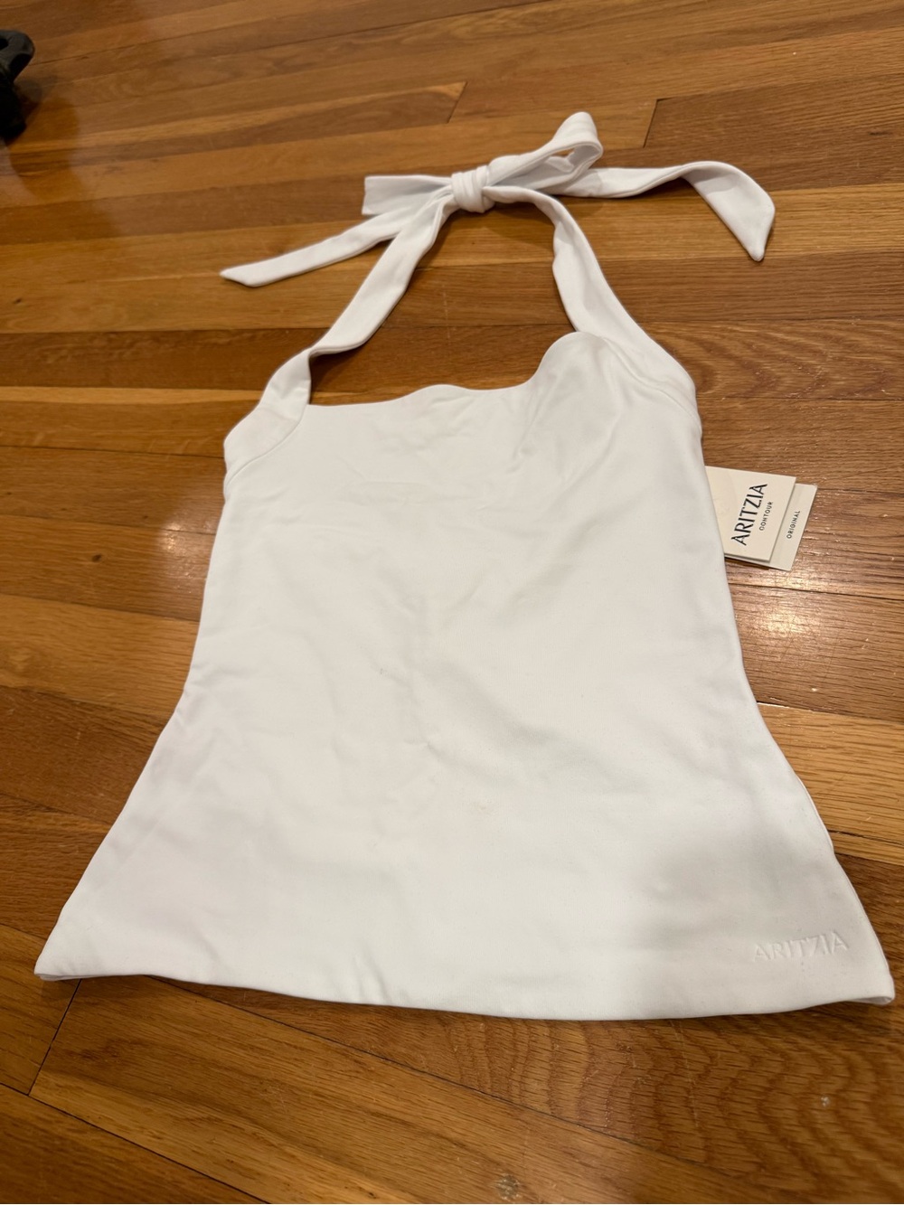 Aritzia Bright White Contour Optimum Second-skin Halter Tie Camisole Top